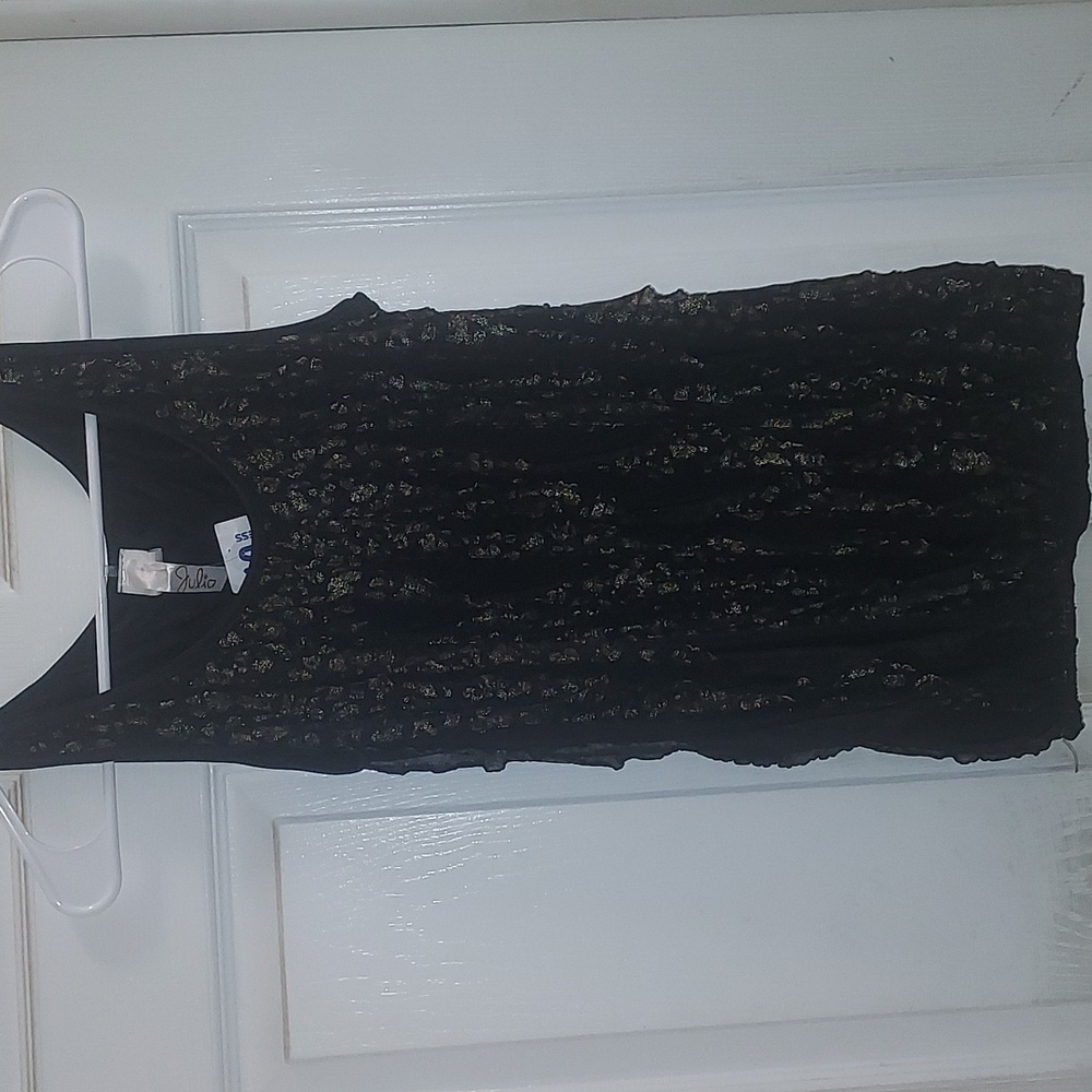 Black and gold leopard print shredded/distressed ruffle texture tank top